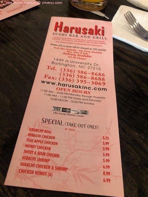 Order online for takeout. . Harusaki burlington nc menu